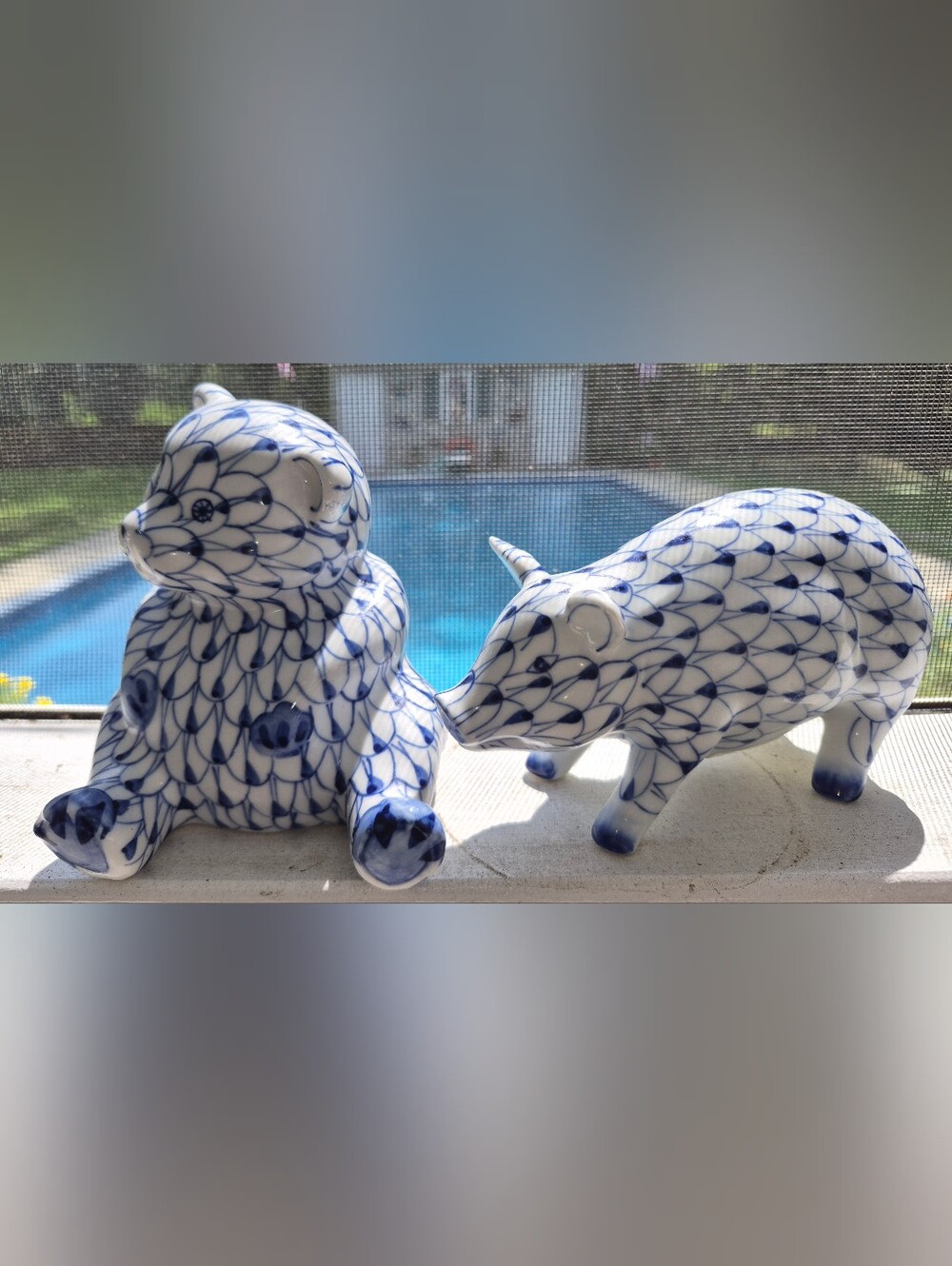Vintage Porcelain Pig & Bear made by Andrea by Sadek